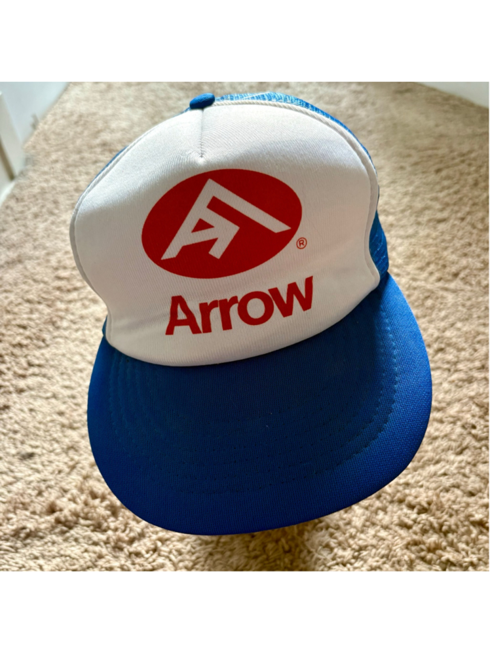 Vintage 90s blue and white snap back truckers cap